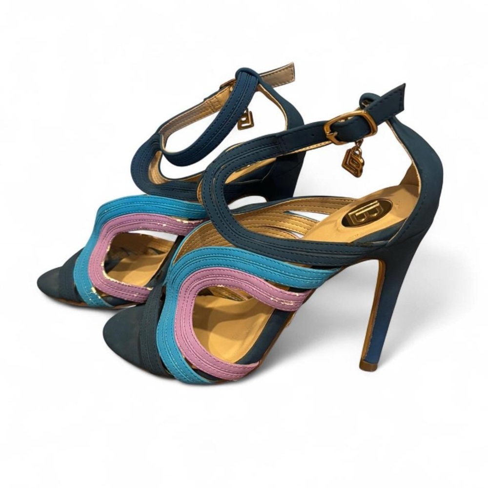Chic Blue and Pink Strappy Heels